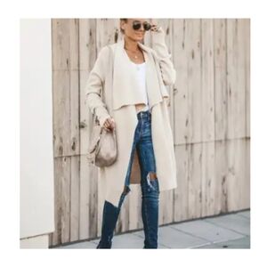 Duster Sweater Plus 0X XL XXL Cream Cardigan Jacket Pockets NEW Ivory